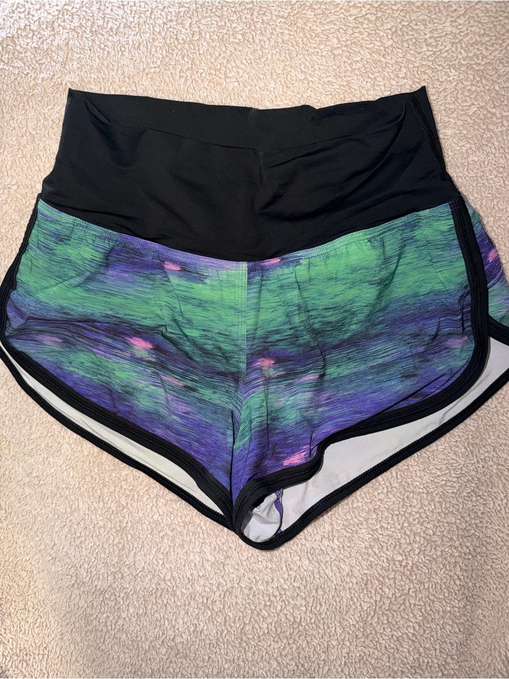 lululemon athletica High-Rise Athletic Shorts in Green and Purple Print